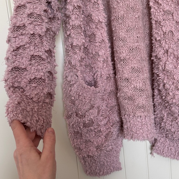 Davi & Dani Dusty Pink Textured Cardigan - Silver Metallic Thread, Size L - Picture 3 of 5